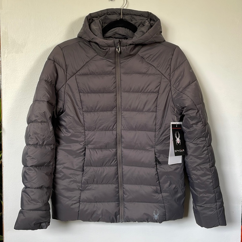 NWT Spyder Clara Puffer Jacket Mineral Grey